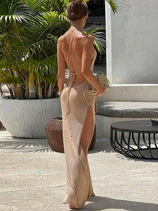 Vestido Sem Costas Elegante de Verão