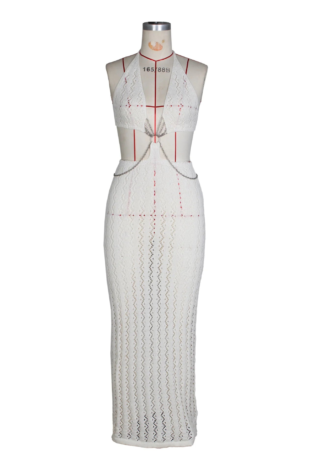 Vestido Longo de Praia em Croché com Recortes