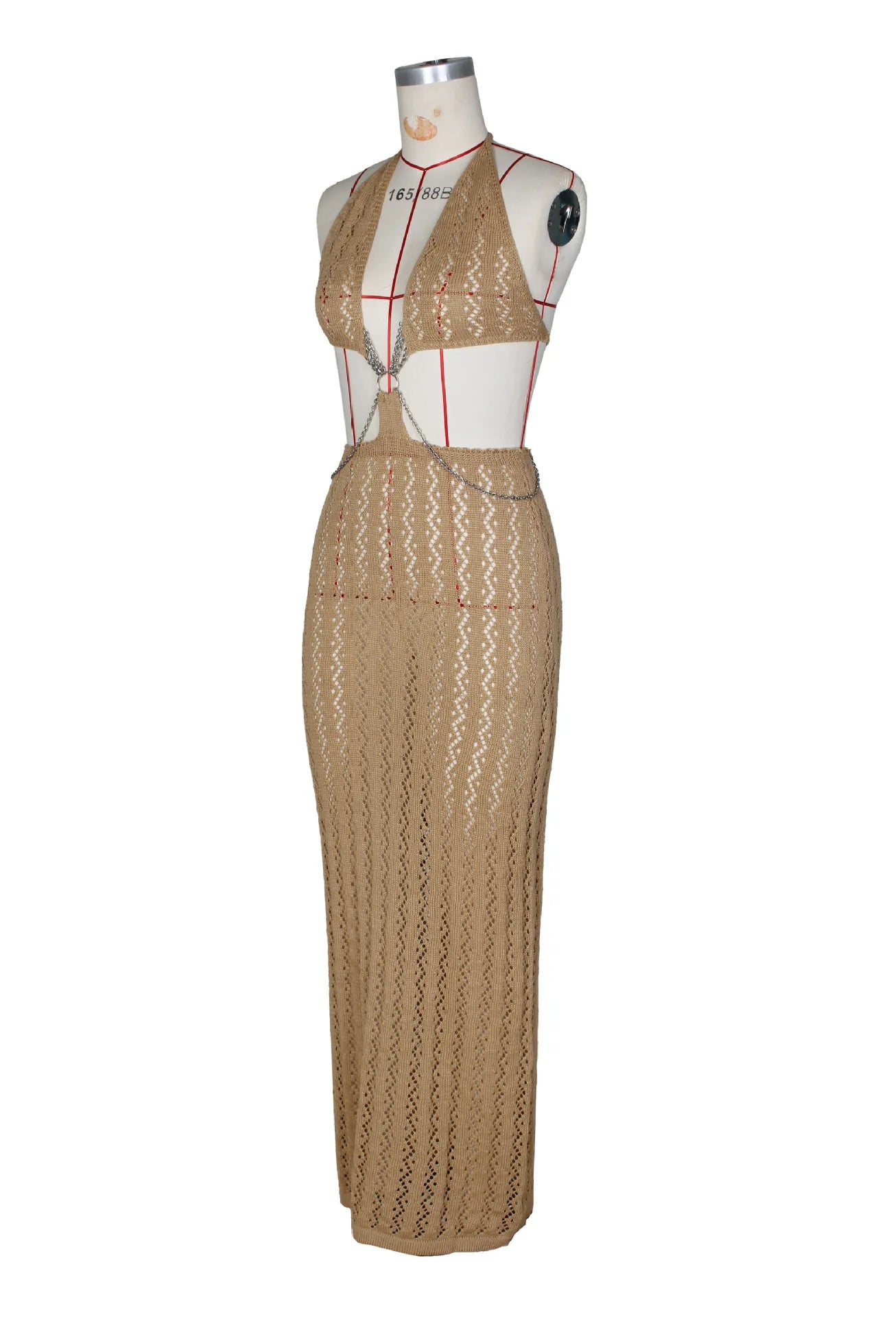 Vestido Longo de Praia em Croché com Recortes