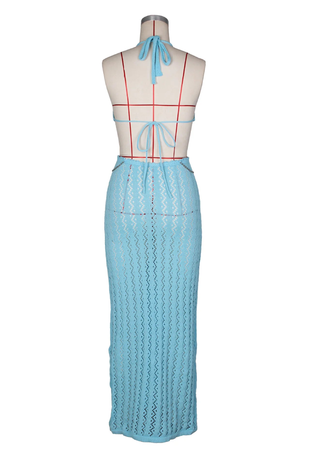 Vestido Longo de Praia em Croché com Recortes