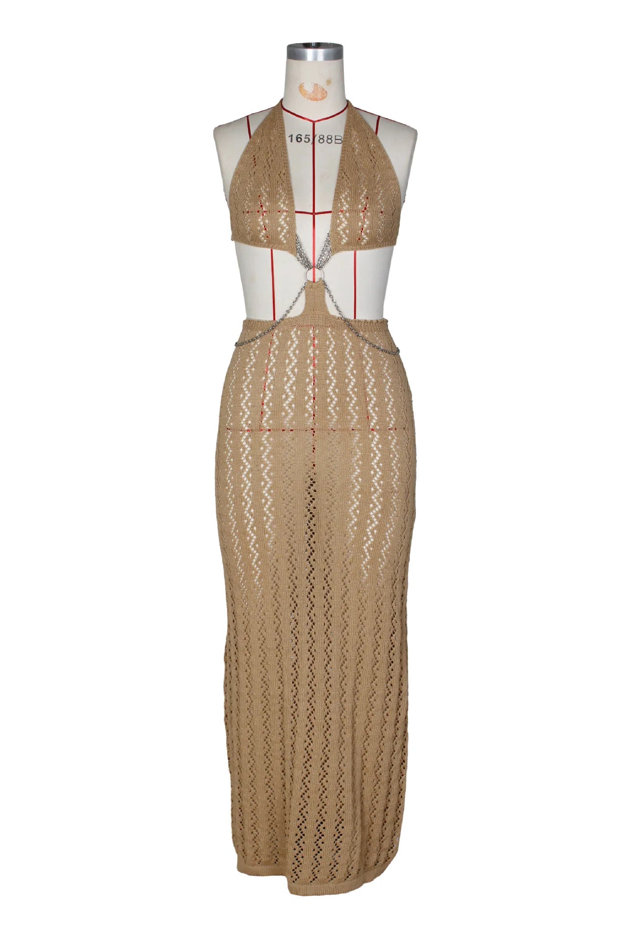 Vestido Longo de Praia em Croché com Recortes