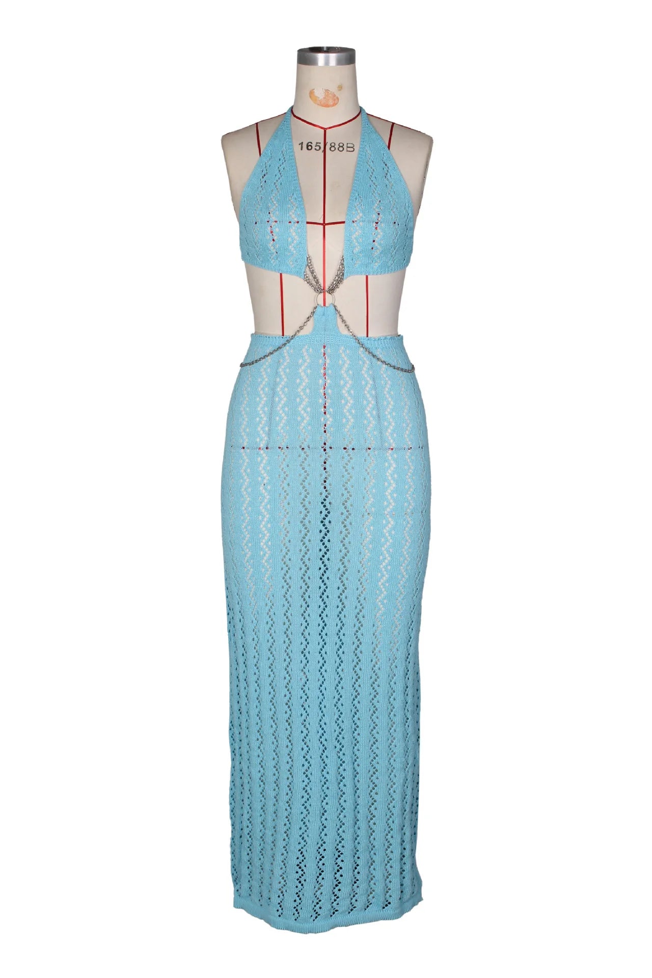 Vestido Longo de Praia em Croché com Recortes
