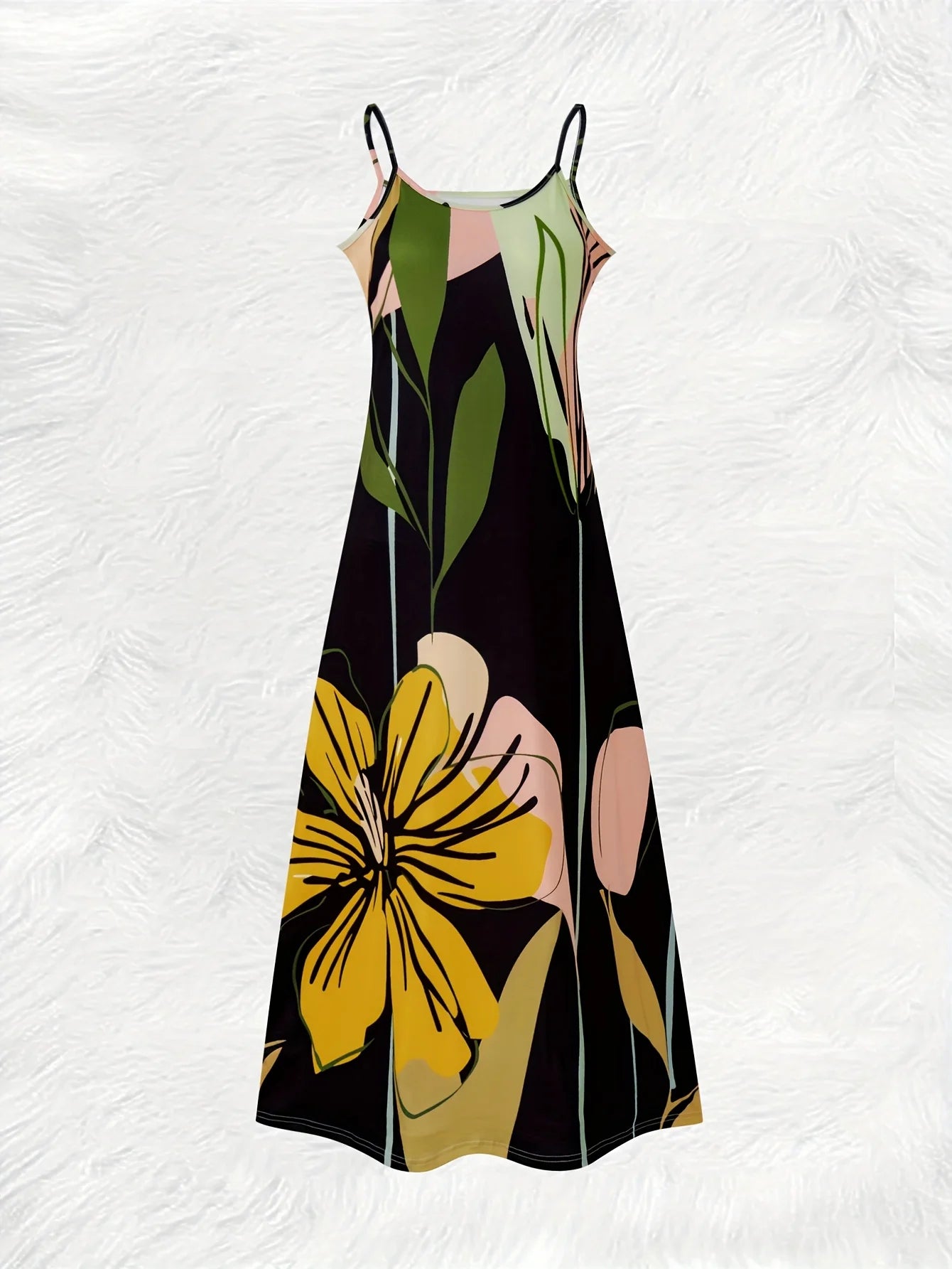 Vestido Longo Flora com Estampa Abstrata