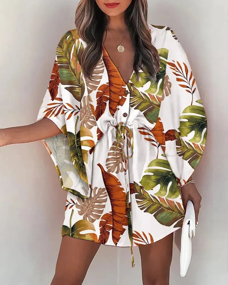 Vestido Curto Serena com Manga Morcego