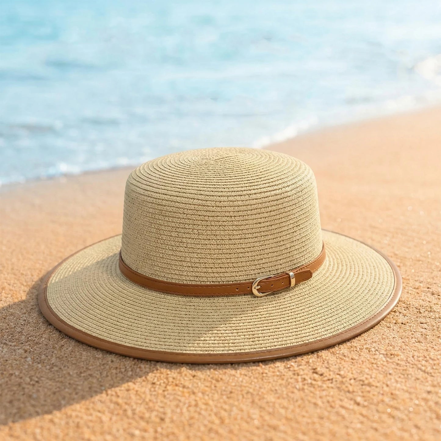 Chapéu de Palha Vintage Respirável para Praia e Sol Feminino