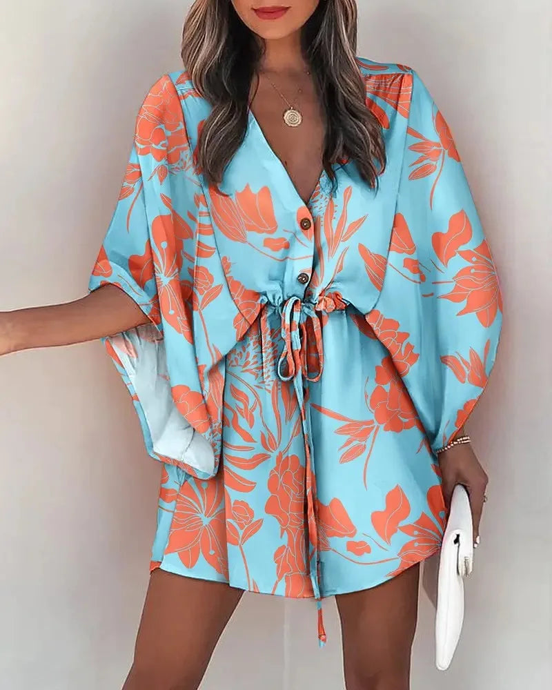 Vestido Curto Serena com Manga Morcego