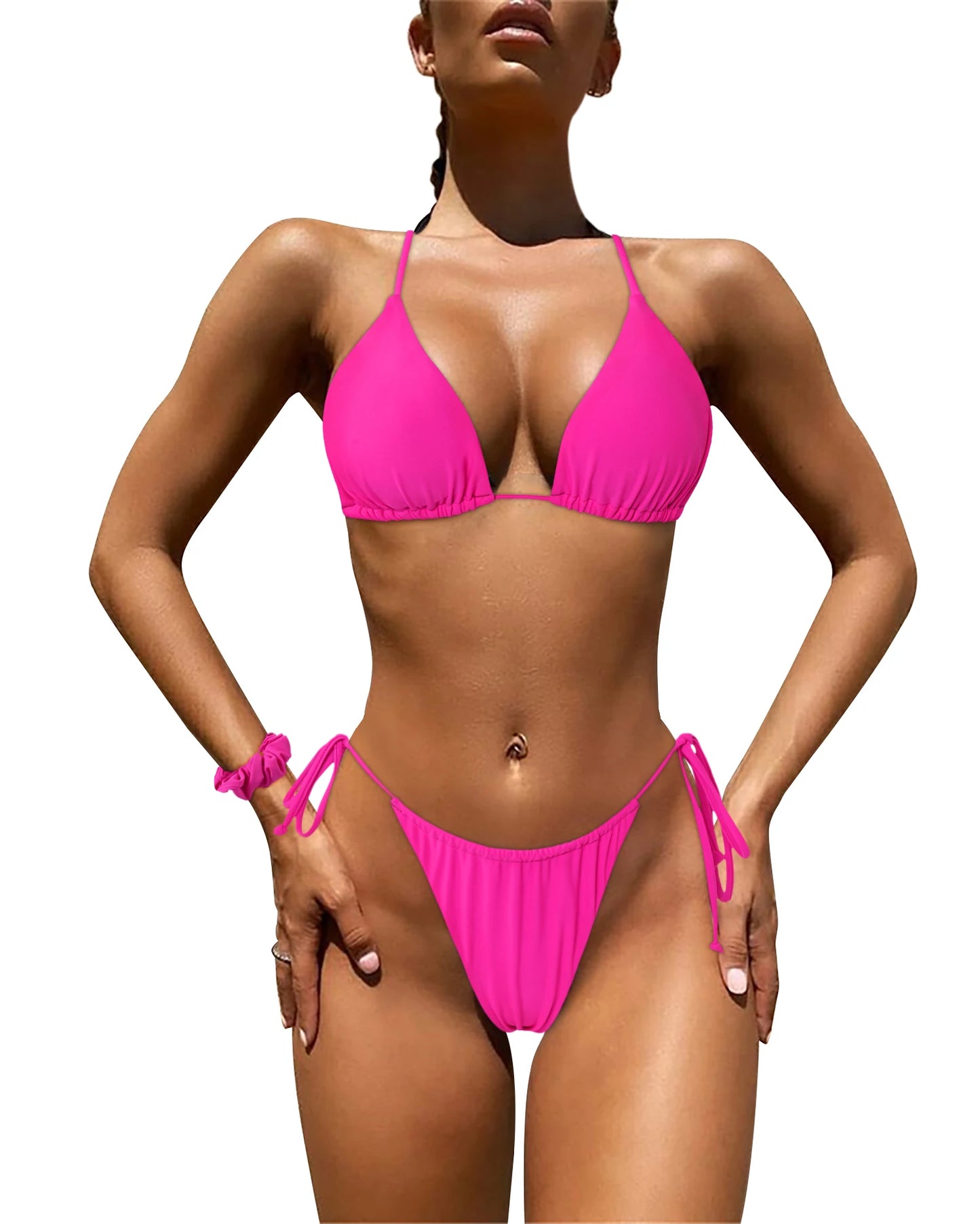 Biquíni Sexy Feminino com Tanga e Alças, Maiô Brasileiro com Amarração, Novo Conjunto de Biquíni de Duas Peças para Praia 2026