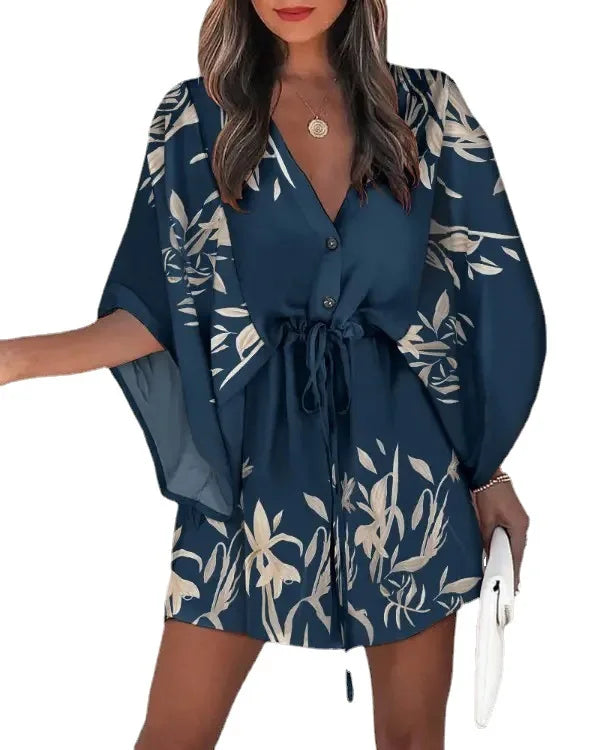Vestido Curto Serena com Manga Morcego