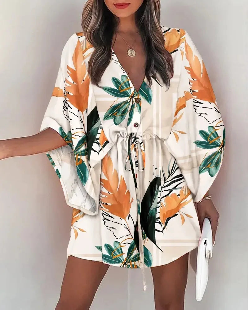 Vestido Curto Serena com Manga Morcego