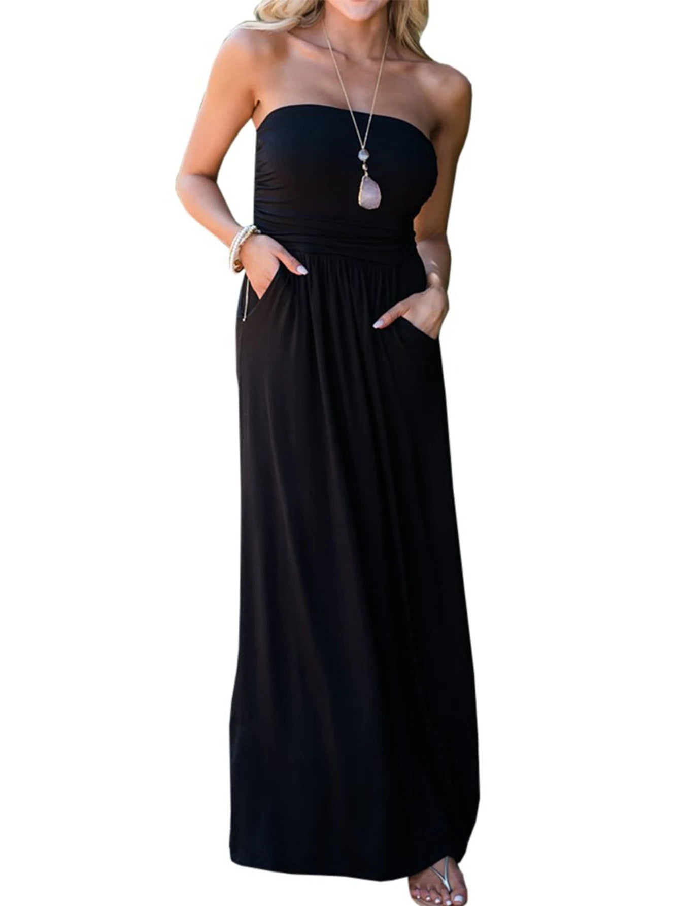 Vestido Longo Atenas Cai-Cai com Cinto