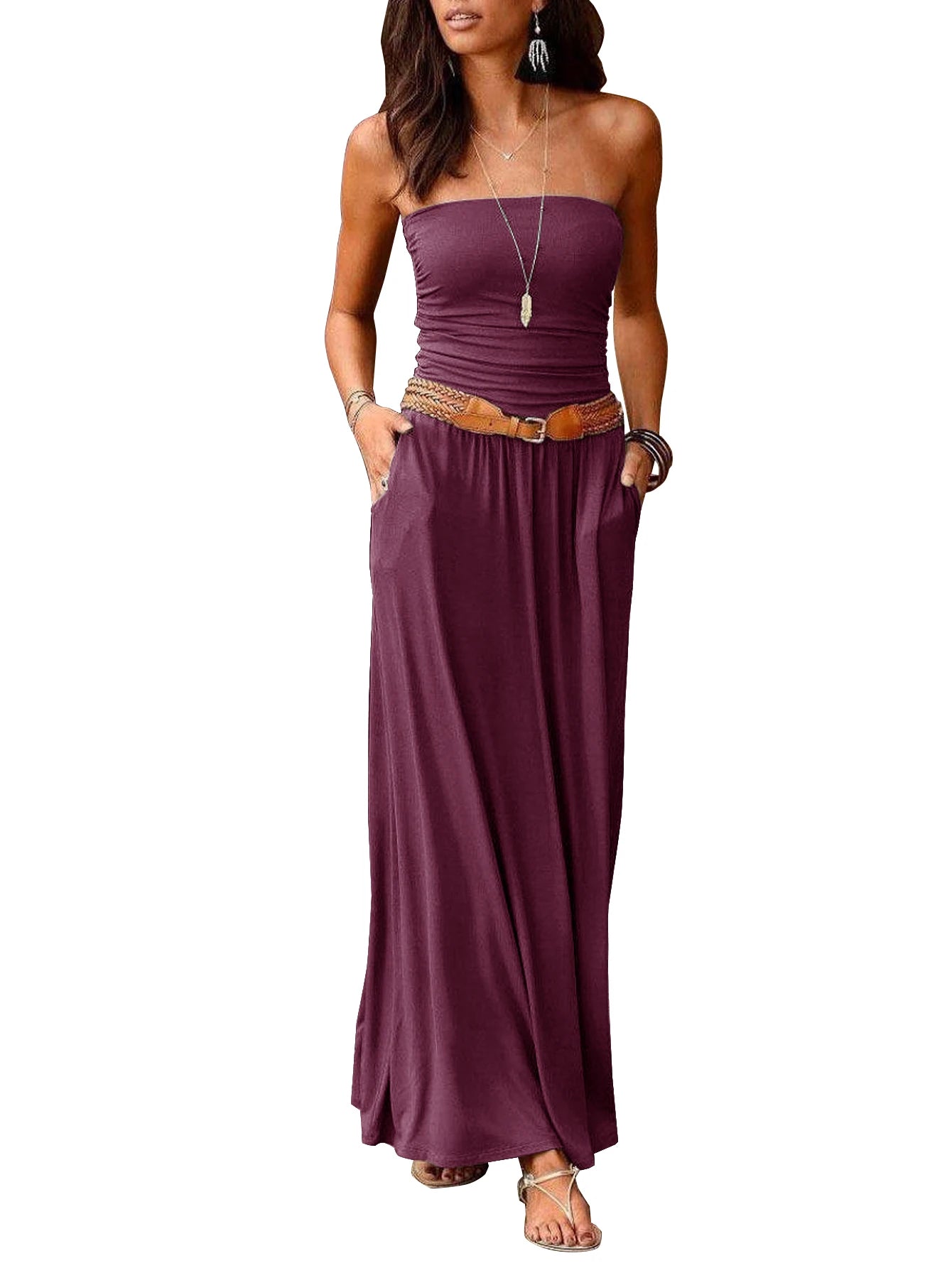 Vestido Longo Atenas Cai-Cai com Cinto