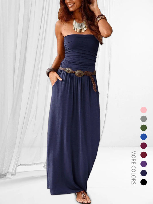 Vestido Longo Atenas Cai-Cai com Cinto