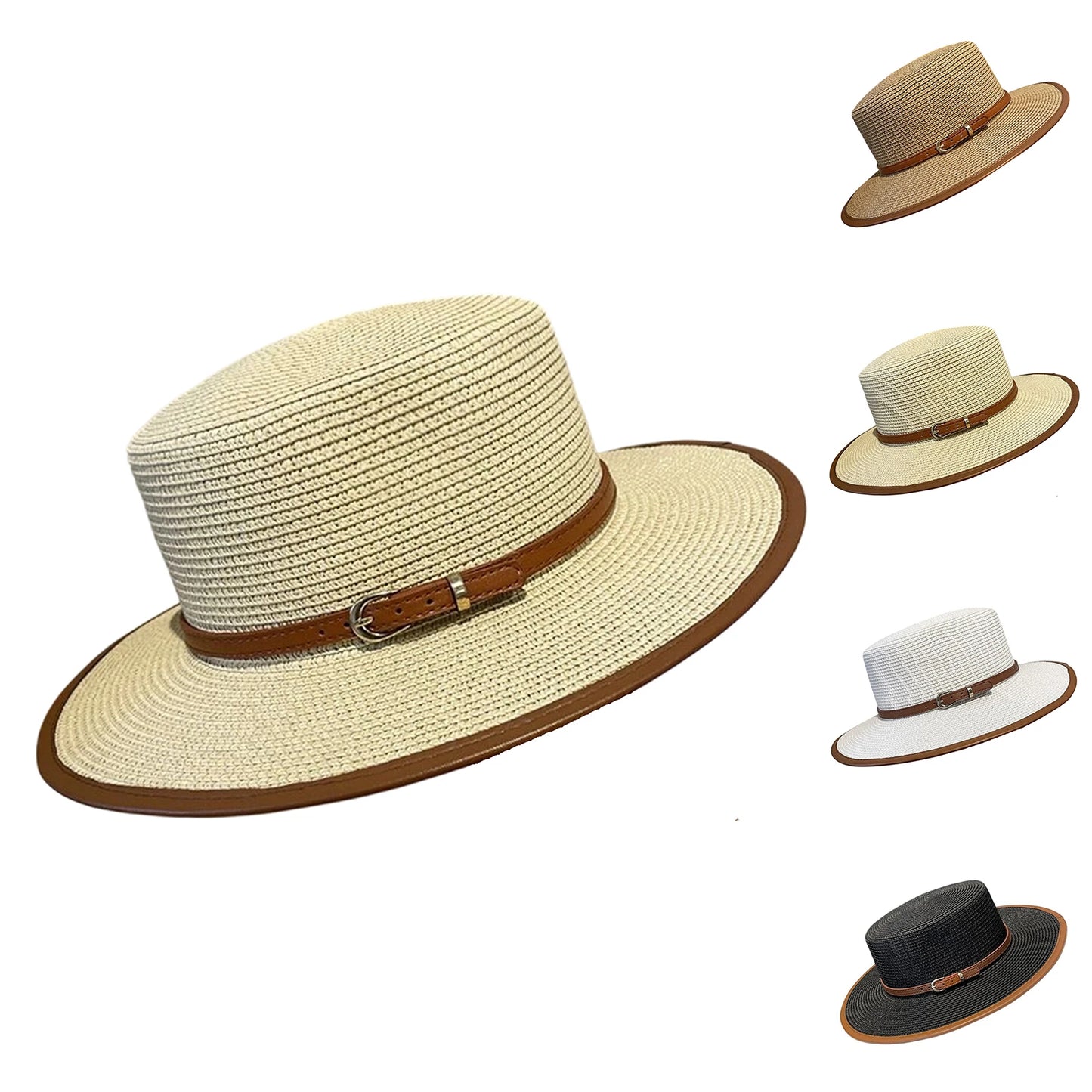 Chapéu de Palha Vintage Respirável para Praia e Sol Feminino