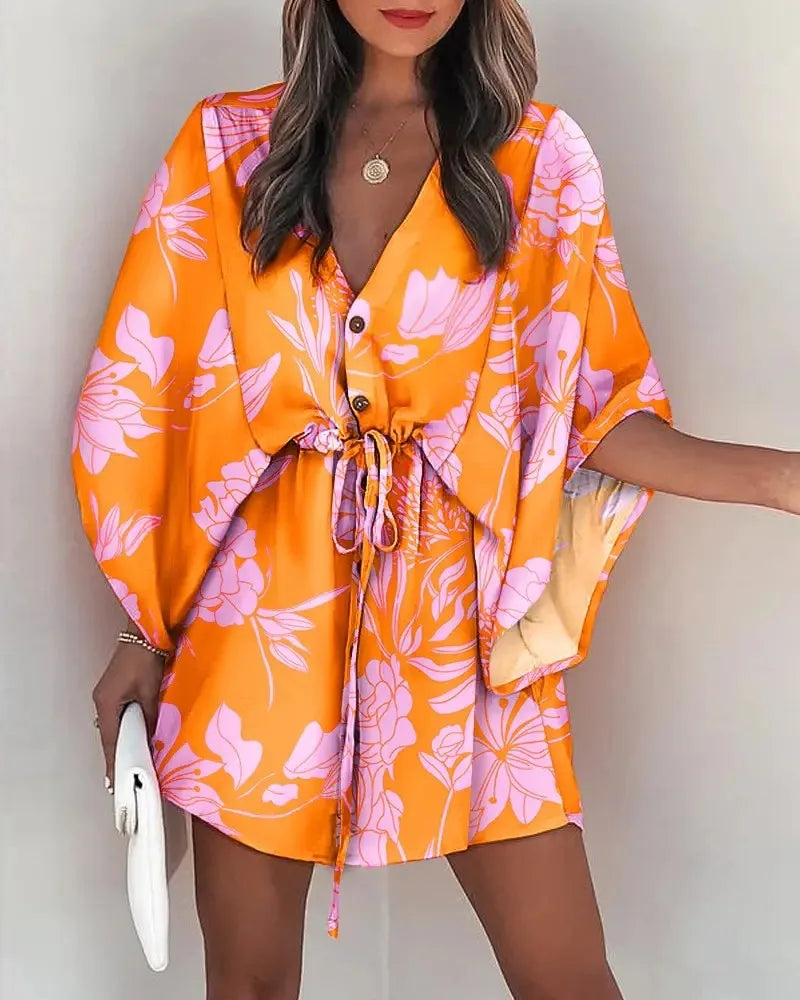 Vestido Curto Serena com Manga Morcego